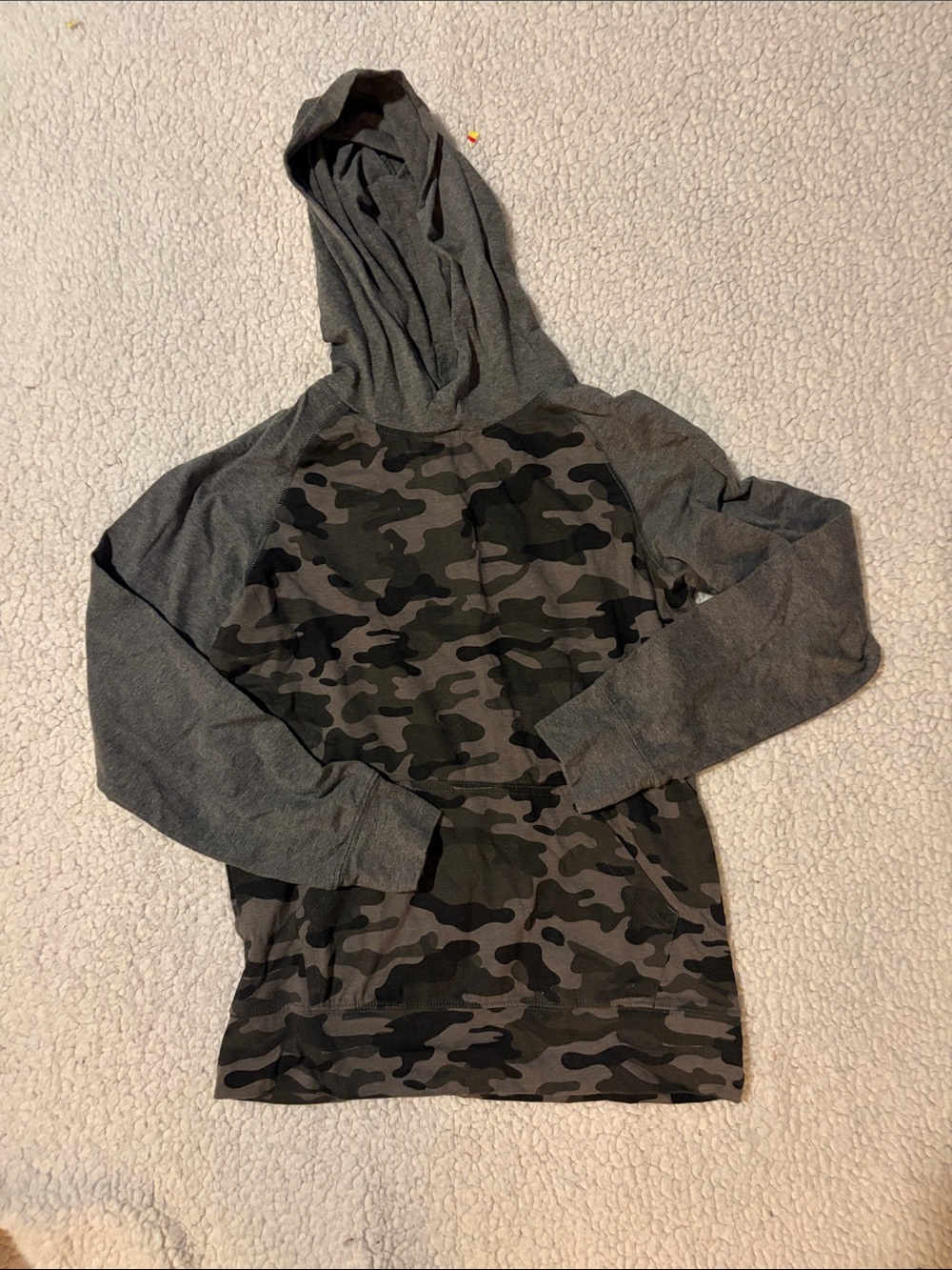 wonder nation Gray Camouflage Hooded Long Sleeve Tee